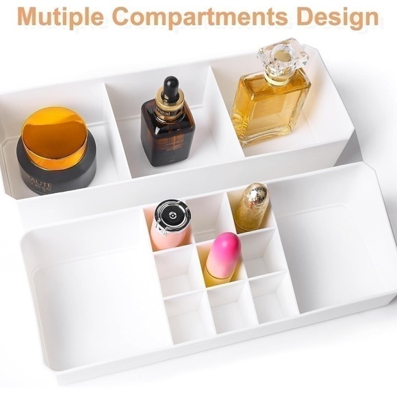 NEW Plastic Vanity Makeup Organizer Desk Cosmetic Storage Stackable Bathroom - Picture 5 of 8